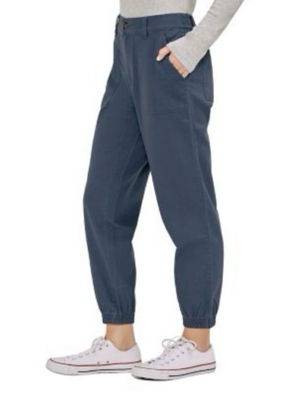 NEW GAP Women’s Twill Joggers Dark Navy Elastic-Cuff Joggers Size Small